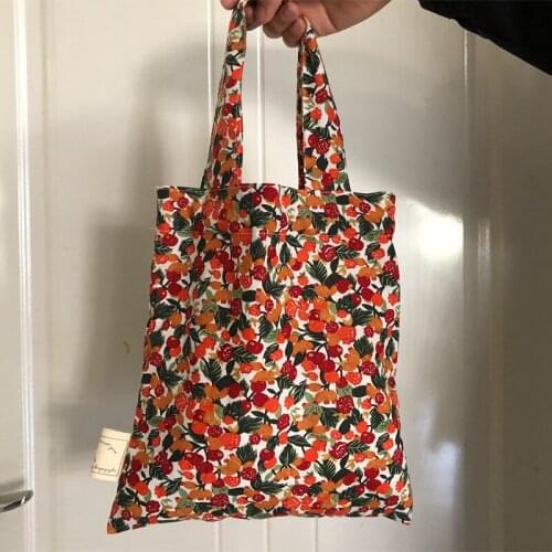 Cotton Fabric Retro Floral Ladies Purse Handbags Vintage Women Eco Reusable Small Shopping Bag Girls Student Mini Casual Tote
