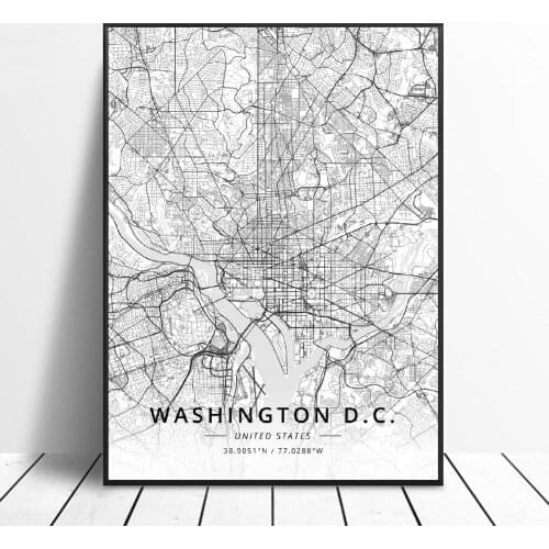 Washington DC Ann Arbor Chesterton Palmdale Pomona Santa Barbara Unitedstates Map Canvas Art Poster