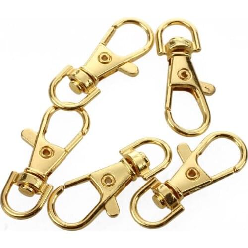 Gold Tone Metal Handbag Strap Ornament Swivel Snap Hook 5 Pcs
