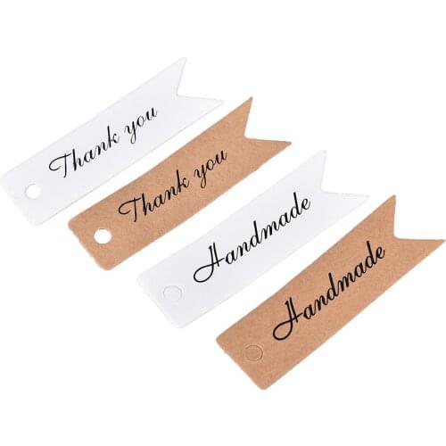 100pcs/lot Packaging Tags Handmade Hang Tag Kraft Paper Tags Thank You Gift Tag Labels For DIY Wedding Party Gift Or Candy Tags