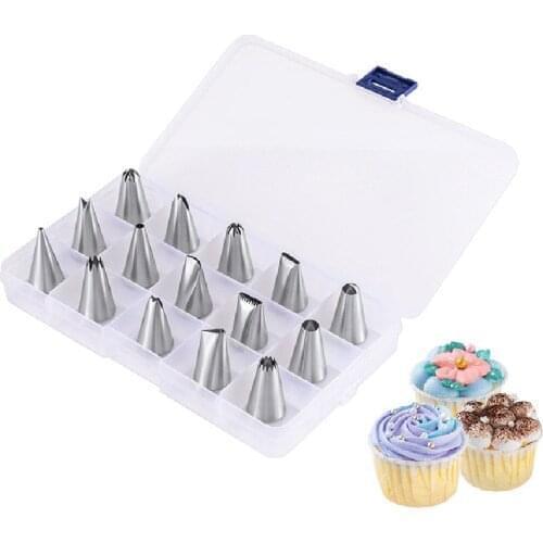 16Pcs/Set Stainless Steel Nozzles for Cake Icing with Box Nozzles Russian Piping Tips Pastry Cake Decorating Tool Kitchen