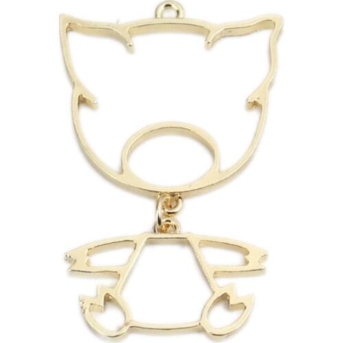 2 PCs Zinc Based Alloy Open Back Bezel Pendants For Jewelry Making For Resin Gold Plated Pig Animal Hollow 5.8cm x 3.6cm