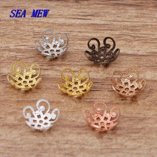200pcs 4x10mm Metal Brass Filigree Flower Charms Bead Caps DIY Handmade Accessories For Jewelry Making