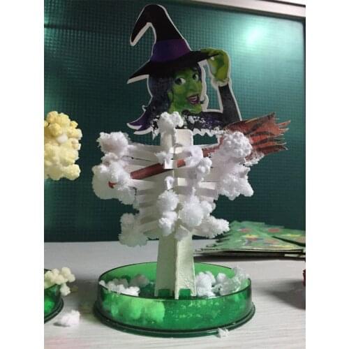 2019 17x10cm Purple DIY Magic Growing Halloween Witch Trees Magical Grow Paper Hallowmas Sorceress Tree Kit Science Kids Toys