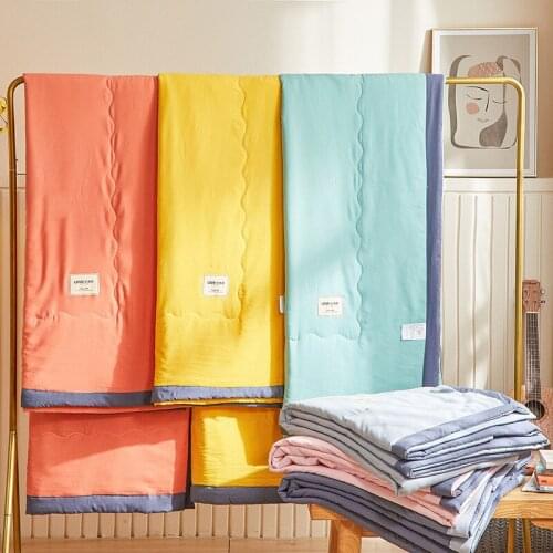2021 Pure Color Japanese wash cotton summer quilt skin friendly comfortable air conditioning quilt 1.5m1.8m bed king queen full