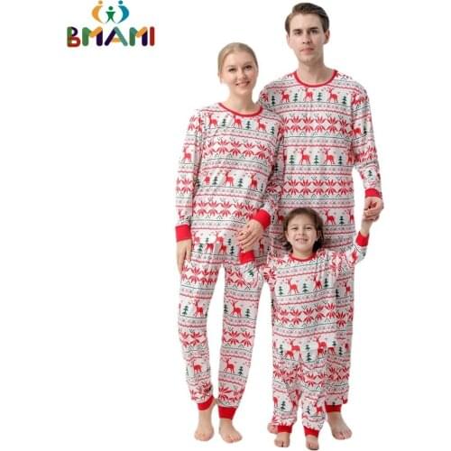 2021 Winter Family Christmas Matching Pajamas Set Adult Kid Pyjama Nightwear Baby Romper Merry Christmas Family Matching Outfits