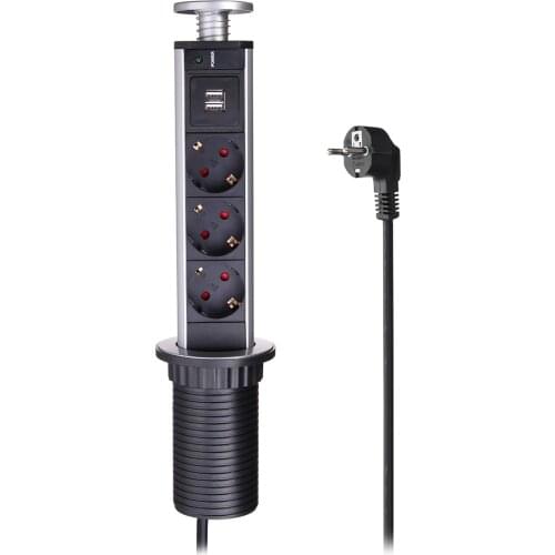 3/4 Power Port Pull Up Socket Electrical Power Socket Table Desktop Socket Lifting Electrical Power Outlet EU Plug