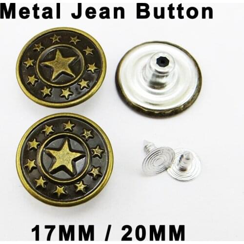 30PCS Metal Jeans Star Button Decorative Clothes Accessory Garment Word Trousers Buttons Fits MJB-376