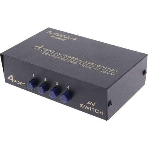 4 Port AV Audio Video RCA 4 Input 1 Output Switcher Switch Selector Splitter Box