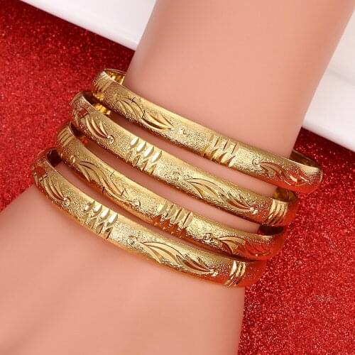 4pcs Punk Style Dubai Gold Jewelry Gold Color Bangles for Ethiopian Bangles & Bracelets Ethiopian Jewelry