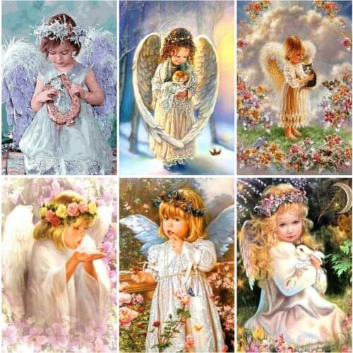 EverShine Diamond Mosaic Full Square Drill Portrait Bead Embroidery Diamond Painting Angel Cross Stitch Girl Picture Rhinestones