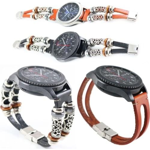 Bohemia Genuine Leather Watch Bracelet for Gear S3 Frontier S3 Classic Smart Watch Band for Samsung Galaxy Watch 46mm Strap