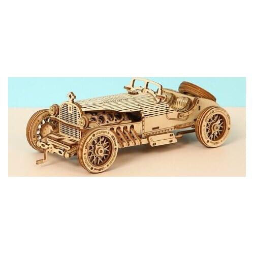 Grand Prize Racing Car Retro Wooden Assembled Car Toy DIY Stereo 3D Building Blocks Children Stitching Car Toy Gift
