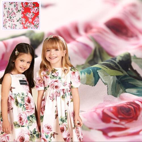 Digital printed cotton fabric 135 cm width dress 100% cotton fabric meter handmade DIY rose fabric wholesale cotton cloth