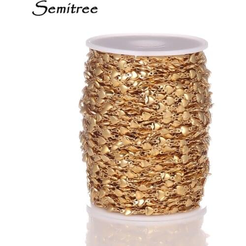 Semitree 1 Meter Stainless Steel Gold Heart Chains DIY Necklace Findings Jewelry Making Accessories Handmade Bracelets Supplies