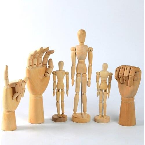 Wooden Mannequin Hand Sculpture Hand-Painted Draft Draw Sketch Movable Body Human Miniature DIY Decoration Crafts