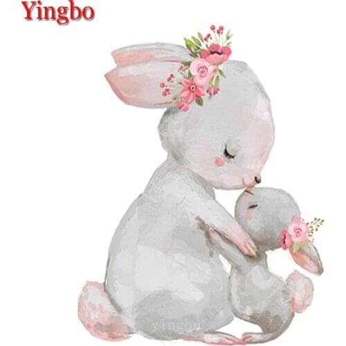 Diy diamond mosaic Pink balloon flower cartoon bunny diamond cross stitch dimond painting full square round diamond embroidery
