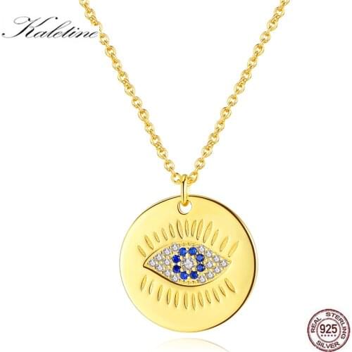 KALETINE Evil Eye Long Necklace 925 sterling silver Statement Hand Hamsa Necklace Boyfriend Gift Necklace Women Jewelry Choker
