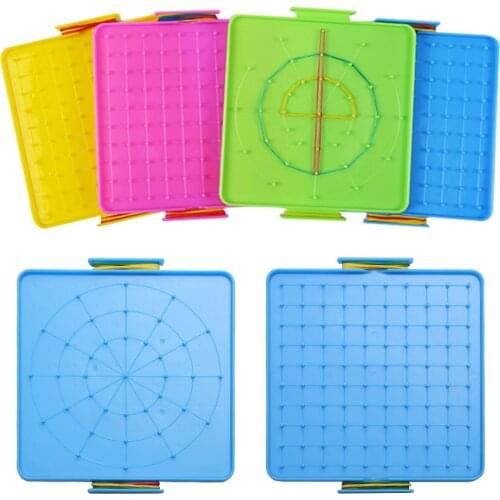 Double Sided Plastic Geometry Demonstration Board Primary Math Nailboard Children Educational Toy Teaching Instrument PuzzleGame