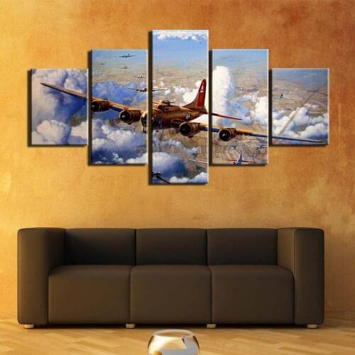 Painting on Canvas Aircraft Posters and Prints 5 Panels Wall Pictures for Living Room Home Decor