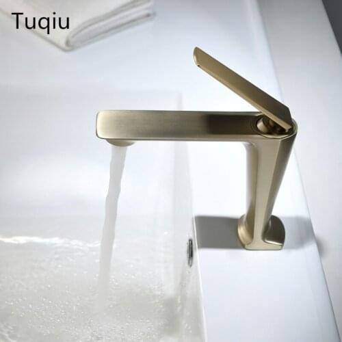 Basin Faucets Brush Gold Total Brass Bathroom sink Faucet hot and cold Single Lever Sink Tap Brass