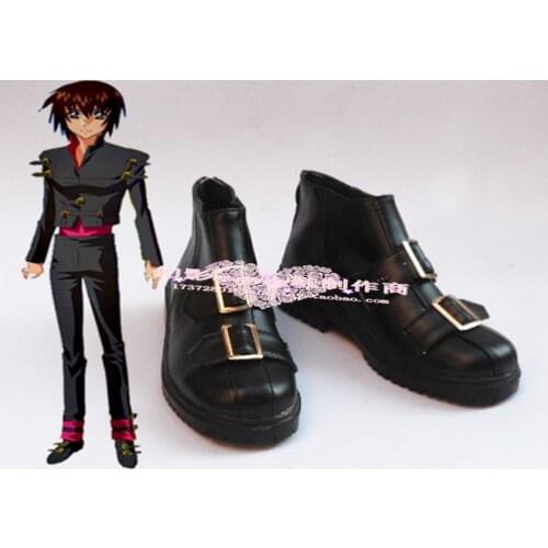 Mobile Suit Gundam SEED Kira Yamato Balck Halloween Daily Cosplay Boots Shoes H016