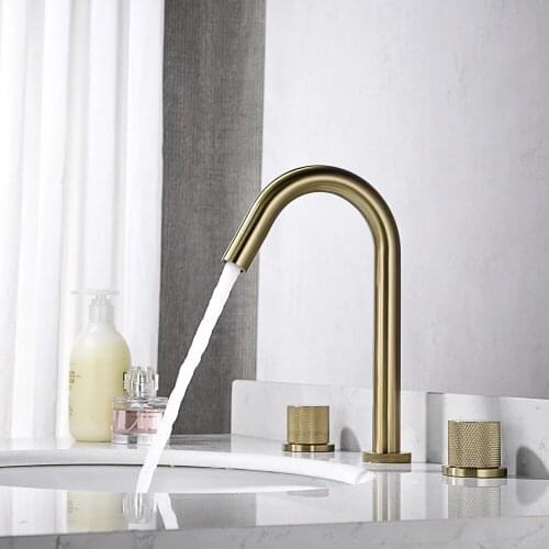 Fashion Brushed gold Brass Bathroom Sink Faucet cold hot water Basin Faucet Luxury copper bathroom faucet,Black,Brushed Gold