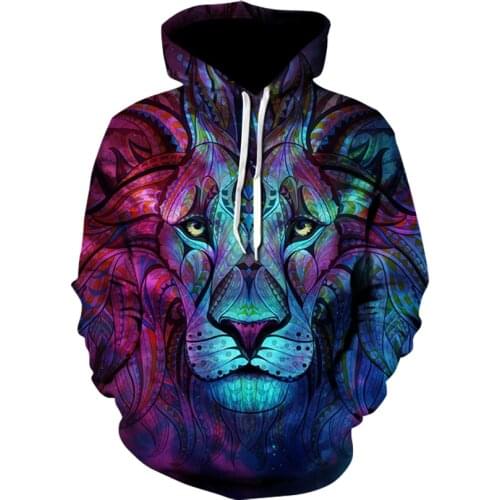 Lion Wolf Mens Hoodie Popular Long Sleeve 3D Printing Pullover Streetwear Fancy Hoodie Outdoor Leisure Best Sweatshirt S-6XL