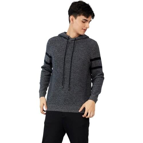 Zhili Mens 100% Cashmere Hooded Collar Pullover Sweater
