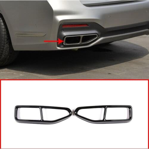 Car Exterior Stainless Steel Exhaust Pipe Cover Trim Accessories For BMW 7 Series G11 G12 2019-2020