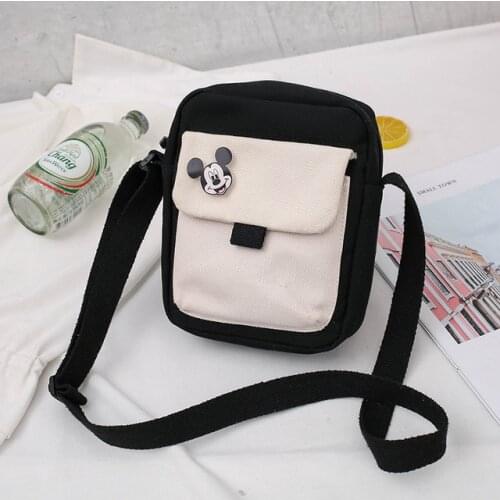 Disneys New Mickey Mouse Canvas Small Bag Female Ins Super Fire Fashion Wild Shoulder Diagonal Small Square Bag