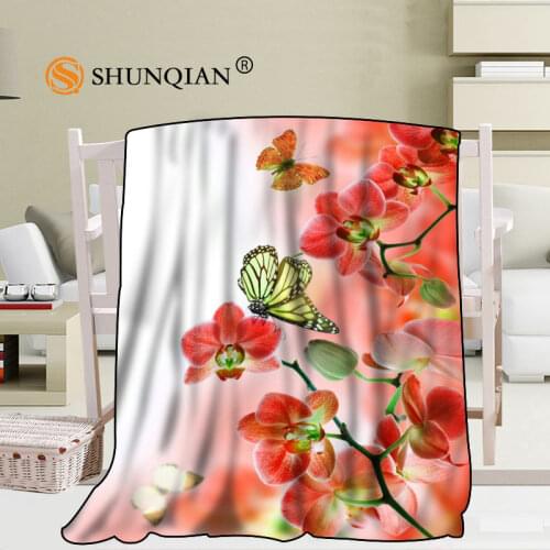 Custom Orchids Flowers 02 Blanket Blending Fabric 56x80inch 50X60inch 40X50inch Sofa Bed Throw Blanket Kid Adult Warm Blanket