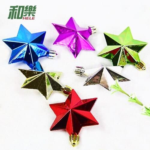 Christmas tree decoration pendant 6.5cm gold-plated six-pointed star, gold, silver, red, blue, green and purple 6-color mixed