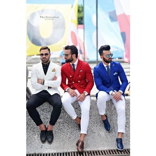 Casual Style Colorful Men Suit For Wedding 2Pieces(Jacket+Pant+Tie) Fashion Groom Prom Masculino Trajes De Hombre Blazer 264