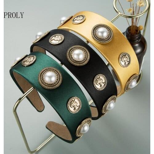 PROLY New Fashion Women Hairband Wide Side Rhinestone Hair Band Adult Hair Band Spring Turban Baroque Hair Accessories Wholesale