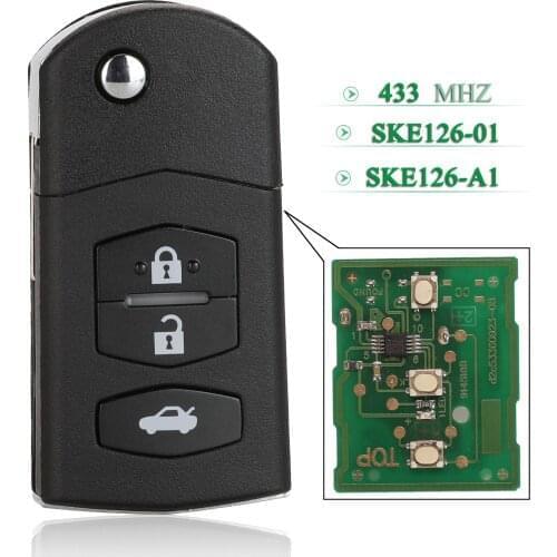 Bilchave SKE126-01/-A1 433Mhz 3 Buttons Flip Remote Car Key For MAZDA 3 M3 Axela/ 5 M5 Premacy/ 6 M6 Atenza With Uncut blade