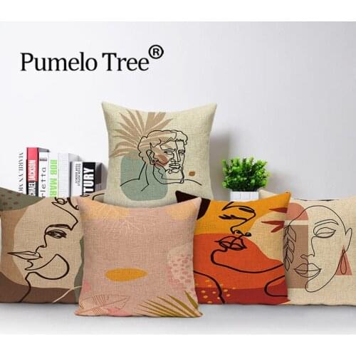 Plant Pillow Covers Decorative Abstract Stick Figure Covers for Cushions Linen Pillow Covers Decorative Pillow Covers for Sofas