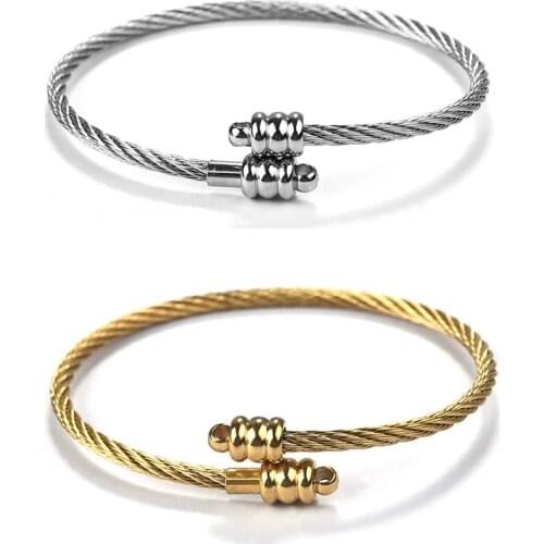 Stainless Steel Adjustable Cuff Bangles Spiral Connection Pendant Charms Bracelet Bangle For DIY Jewelry Making Women Gifts