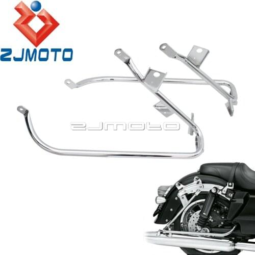 Chrome Saddlebag Guard Rails For Harley Touring 2009-2013 Road King Road Street Glide Electra Glide Saddle Bag Support Brackets