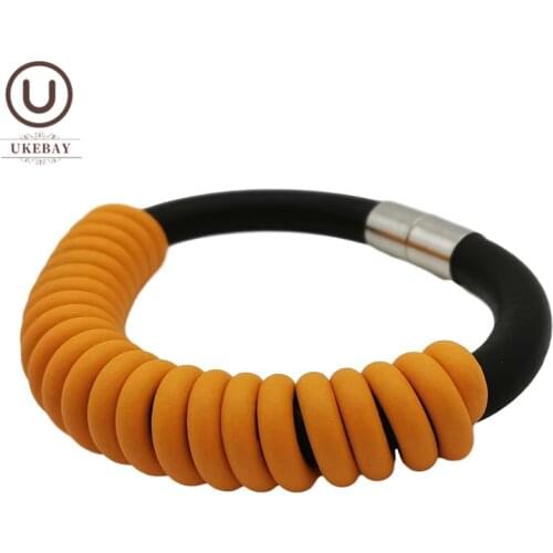 UKEBAY New Fashion Rubber Leather Bracelets Women Charm Bangles Gothic Jewelry Festival Accessories Hand Made Bracelet Chain