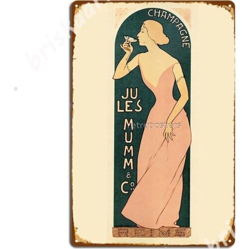 Champagne Jules Mumm Vintage France Wine Metal Signs Plaques Retro Club Bar Wall Cave Tin sign Posters