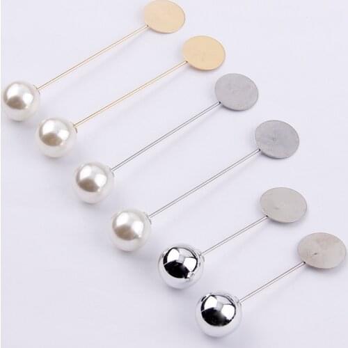 Factory Luxury Gold & Silver Plated Simulated Pearl Alloy Copper Long Brooch Pin DIY Lapel Dress Jewelry Brooches Accessories