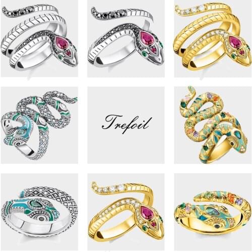 Ring Snake 925 Sterling Silver Black Stones 2021 New Fine Jewerly For Women Pure Seduction Gift Vintage Europe Style Bijoux