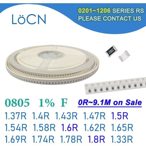 0805 1% 5000PCS SMD Resistor F 1.37R 1.4R 1.43R 1.47R 1.5R 1.54R 1.58R 1.6R 1.62R 1.65R 1.69R 1.74R 1.78R 1.8R 1.82R 2012 OHM