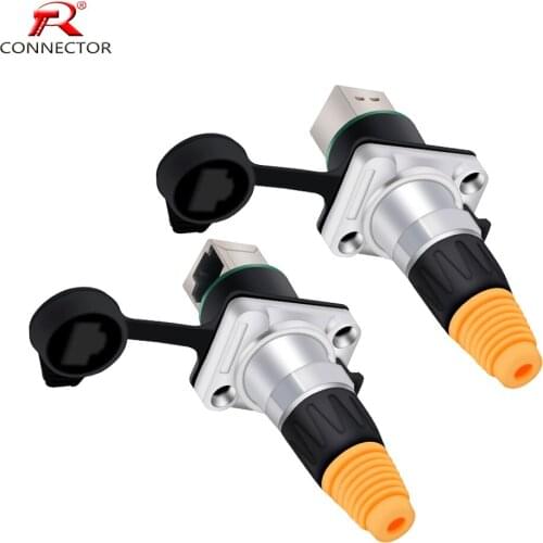 1set 8p8c Waterproof Shield RJ45 Connector, RJ45 Female Panel Mount Socket + Male Plug, RJ45 Ethernet Set, Normal&Right Angle