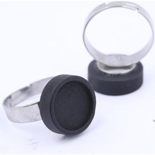 10pcs 12mm Cabochon Ring Base Blanks Adjustable Wood Cameo Bezel Settings For Rings Jewerly Making Diy