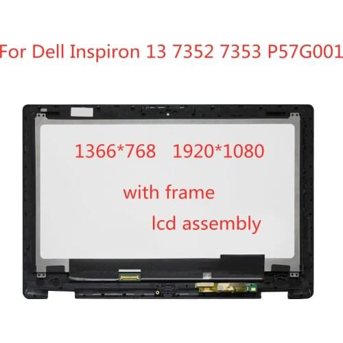 13.3'' For Dell Inspiron 13 7352 7353 P57G001 Full IPS LCD Display Screen Touch Glass Digitizer Panel Assembly+Frame Replacement