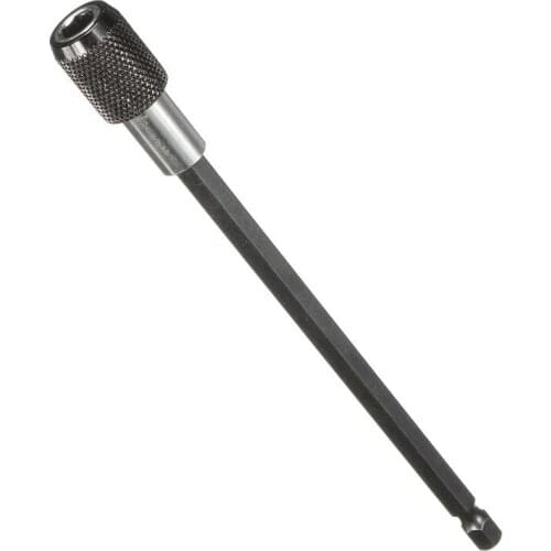 150mm Self-locking 1/4" Black Hex Quick Magnetic Screwdriver Bit Holder Extension Bar Stainless Steel + Chrome Vanadium Steel