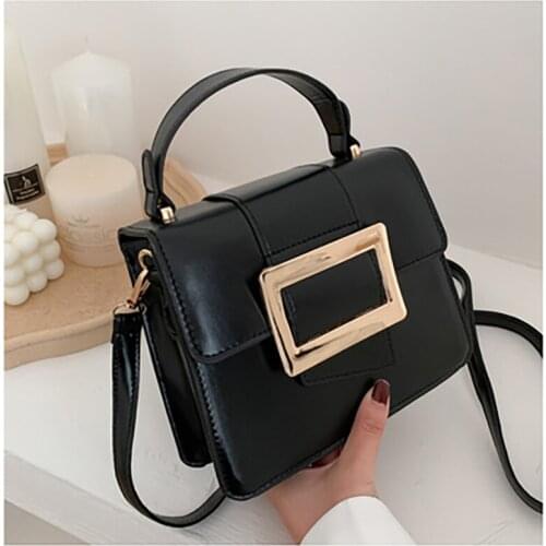 2020 trend ladies shoulder bag belt buckle design PU leather messenger bag womens travel handbag simple style female bag
