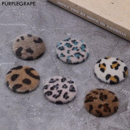 32mm leopard-print DIY earrings accessories material cloth buckle imitation wool temperament autumn and winter classic 10pcs